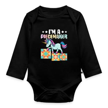 Quilt Lover Knitting Sewing Girl I'm A Piecemaker - Organic Longsleeve Baby Bodysuit - black - Front