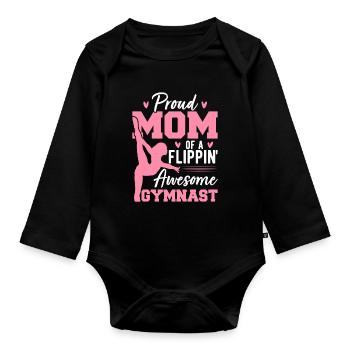 Proud Mom Of A Flippin' Awesome Gymnast Gymnastics - Baby Bio-Langarm-Body - Schwarz - Vorne