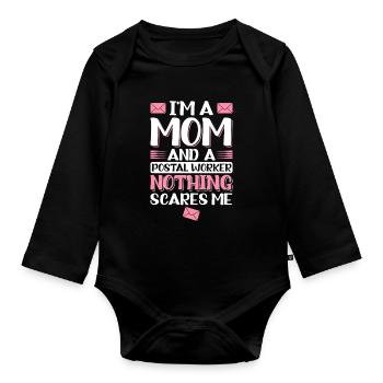 Mom and postal workers Postal workers - Organic Longsleeve Baby Bodysuit - black - Front