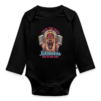 Collectionneurs de juke-box J’ai trop de juke-box - Body Bébé bio manches longues - noir - Devant