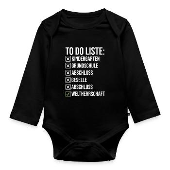 Abschluss Prüfung Schulabschluss Geschenk - Baby Bio-Langarm-Body - Schwarz - Vorne