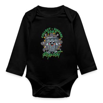 Garbage Man Garbage Truck Collect Dispose Sort Repeat - Organic Longsleeve Baby Bodysuit - black - Front