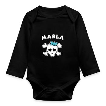 Piratin Marla Design für Mädchen und Frauen - Baby Bio-Langarm-Body - Schwarz - Vorne