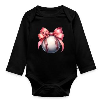 Coquette Bow Joueur de Baseball Equipe Fête des Mères - Body Bébé bio manches longues - noir - Devant