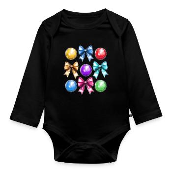 Coquette Bogen Boccia-Kugel Mütter Tag Bocci Band - Baby Bio-Langarm-Body - Schwarz - Vorne