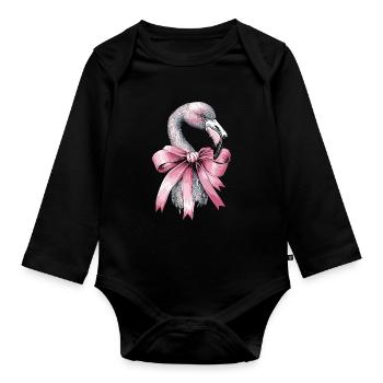 Coquette Bow Flamingo Muttertag Band Mom Girl - Baby Bio-Langarm-Body - Schwarz - Vorne