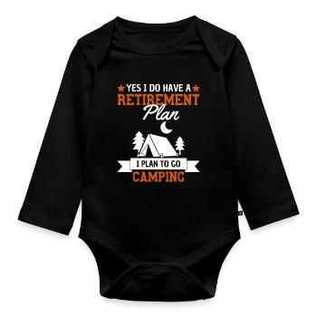 Camping Retirement Plan Pensioners Camping - Organic Longsleeve Baby Bodysuit - black - Front