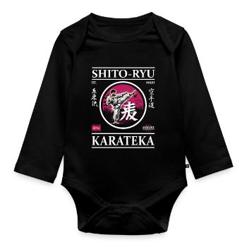 Shito-Ryu Karateka – Meister der Präzision - Baby Bio-Langarm-Body - Schwarz - Vorne