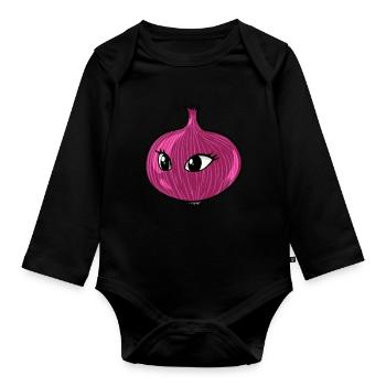 Onion Onions Vegetables - Organic Longsleeve Baby Bodysuit - black - Front