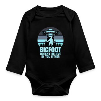 OVNI Bigfoot Yeti Sasquatch - Body Bébé bio manches longues - noir - Devant