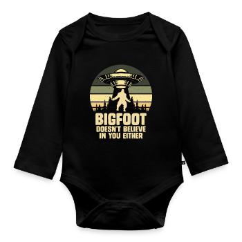 UFO Bigfoot Yeti Sasquatch - Organic Longsleeve Baby Bodysuit - black - Front