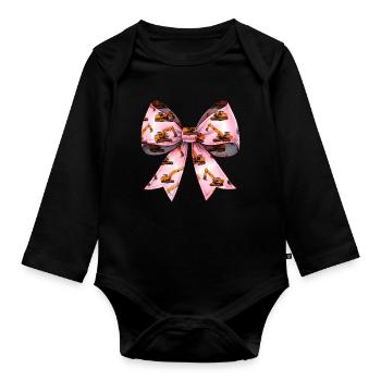 Coquette Bow Excavatrice Opérateur Construction HEO - Body Bébé bio manches longues - noir - Devant
