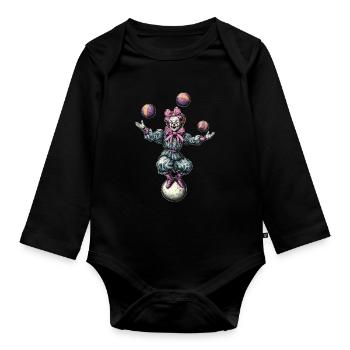 Kokette Schleife Jonglage Jongleur Zirkus Clown - Baby Bio-Langarm-Body - Schwarz - Vorne