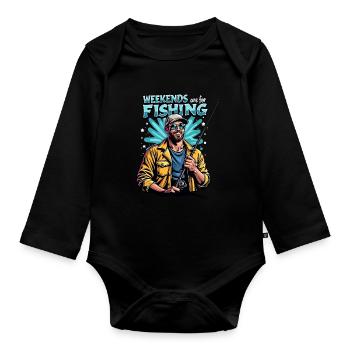 Weekends are for Fishing Fischen Angeln - Organic Longsleeve Baby Bodysuit - black - Front