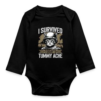 Tummy Ache Survivor I Survived Today's Tummy Ache - Baby Bio-Langarm-Body - Schwarz - Vorne
