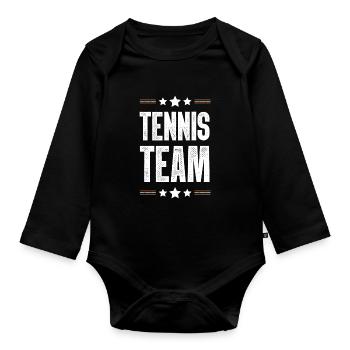 Tennis Team - Organic Longsleeve Baby Bodysuit - black - Front