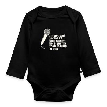 Je ne suis pas antisocial poésie slam - Body Bébé bio manches longues - noir - Devant