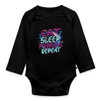 Linguiste computationnel Manger Dormir Analyser Répéter - Body Bébé bio manches longues - noir - Devant