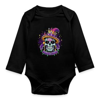 Mardi Gras - Carnival - Skull - Gift - Organic Longsleeve Baby Bodysuit - black - Front