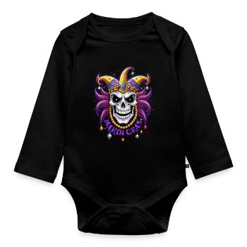 Mardi Gras - Karneval - Totenkopf - Geschenk - Baby Bio-Langarm-Body - Schwarz - Vorne