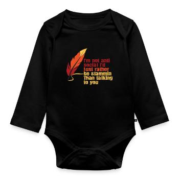 Je ne suis pas antisocial poésie slam - Body Bébé bio manches longues - noir - Devant