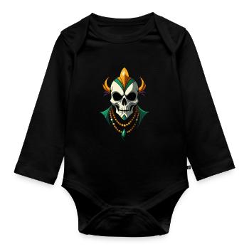 Mardi Gras skull - Carnival - Costume - Gift - Organic Longsleeve Baby Bodysuit - black - Front