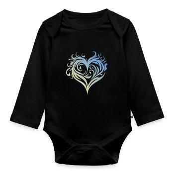 Cœur Tribal - Body Bébé bio manches longues - noir - Devant