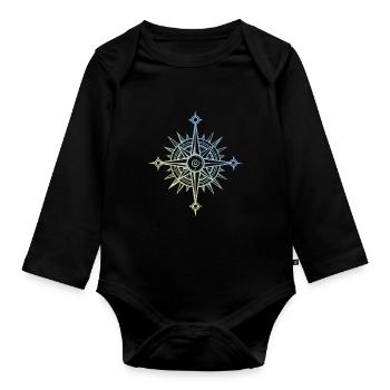 Kompass Symbol - Baby Bio-Langarm-Body - Schwarz - Vorne