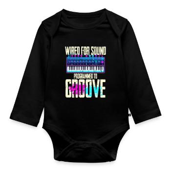 Synthesizer Synth Kick Drum Wired For Sound - Organic Longsleeve Baby Bodysuit - black - Front