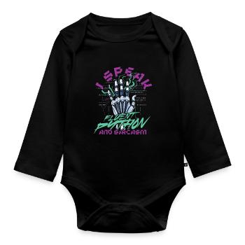 Linguiste informaticien, Python courant et sarcasme - Body Bébé bio manches longues - noir - Devant