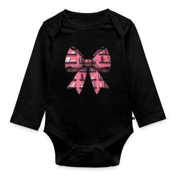 Coquette Bow Bibliothekar Bibliothek Bücher Muster - Baby Bio-Langarm-Body - Schwarz - Vorne