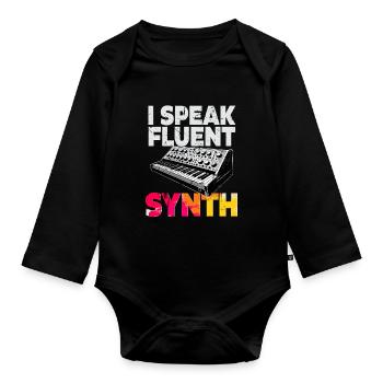 Synthesizer I Speak Fluent Synth - Organic Longsleeve Baby Bodysuit - black - Front