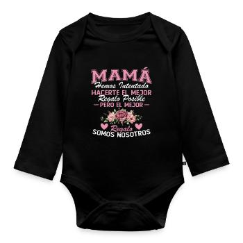 Maman, mais le meilleur cadeau, c’est nous - Body Bébé bio manches longues - noir - Devant