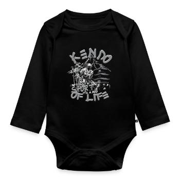 Kendo Japanische Kampfsportarten - Baby Bio-Langarm-Body - Schwarz - Vorne