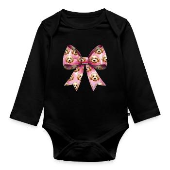 Coquette Bow Golden Doodle Chien Goldendoodle - Body Bébé bio manches longues - noir - Devant