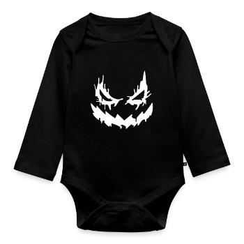 Halloween Gesicht zum fürchten - cooler Style - Baby Bio-Langarm-Body - Schwarz - Vorne