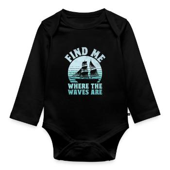 Finde mich dort, wo die Wellen sind Paddelboot - Baby Bio-Langarm-Body - Schwarz - Vorne