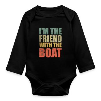Je suis l’ami avec le bateau Pédalo - Body Bébé bio manches longues - noir - Devant