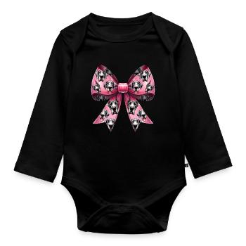 Coquette Bow Great Dane Dog Mom Pattern - Organic Longsleeve Baby Bodysuit - black - Front