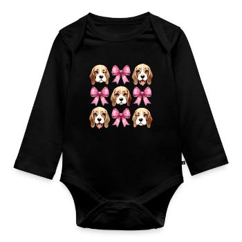 Coquette Schleife Beagle Hund Mama Rosa Band - Baby Bio-Langarm-Body - Schwarz - Vorne