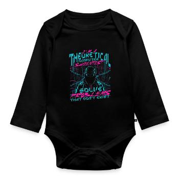 Informatiker Je résous des problèmes qui n’existent pas - Body Bébé bio manches longues - noir - Devant