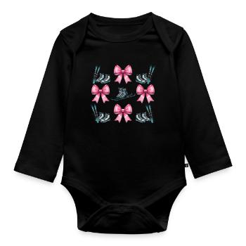 Coquette Bogen Skifahren Ski Mom Mütter Tag rosa - Baby Bio-Langarm-Body - Schwarz - Vorne