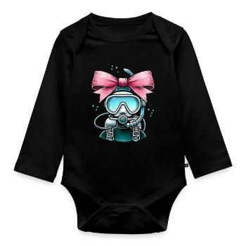 Coquette Arche Plongée Maman Plongeur Snorkel - Body Bébé bio manches longues - noir - Devant