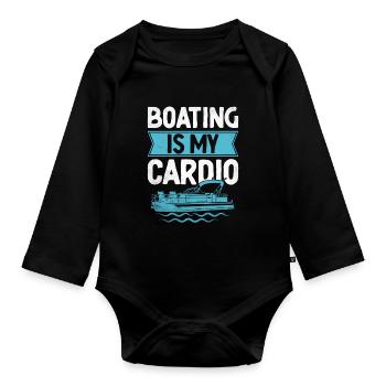 Bootfahren ist mein Cardio-Paddelboot - Baby Bio-Langarm-Body - Schwarz - Vorne