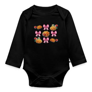 Kokette Schleife Pommes Frites Mama Muttertag - Baby Bio-Langarm-Body - Schwarz - Vorne
