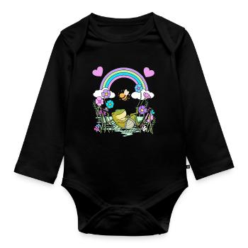 Grenouille Grenouilles Enfants Enfant - Body Bébé bio manches longues - noir - Devant
