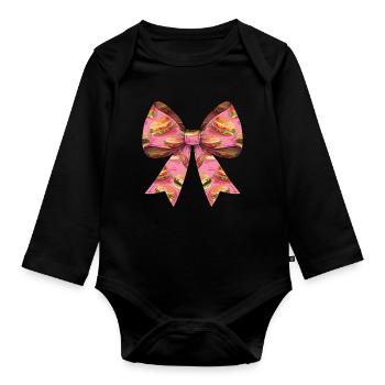 Coquette Bow Burger Hamburger Ruban Rose Maman - Body Bébé bio manches longues - noir - Devant
