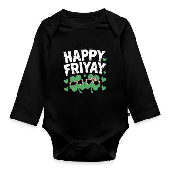 Happy Friyay Freitag Fri Yay Lehrer - Baby Bio-Langarm-Body - Schwarz - Vorne