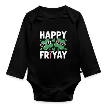Friyay Happy Freitag Fri Yay Lehrer - Baby Bio-Langarm-Body - Schwarz - Vorne