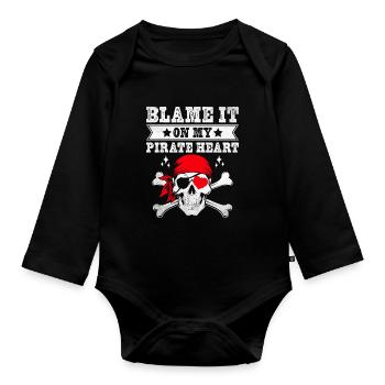 Schuld daran ist mein Piratenherz Piratenjugend Design - Baby Bio-Langarm-Body - Schwarz - Vorne